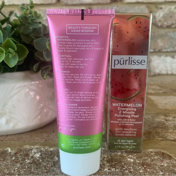 ✨$5✨ Purlisse | Watermelon Energizing 2 Minute Polishing Peel | 2.5 Fl Oz - Picture 3 of 9